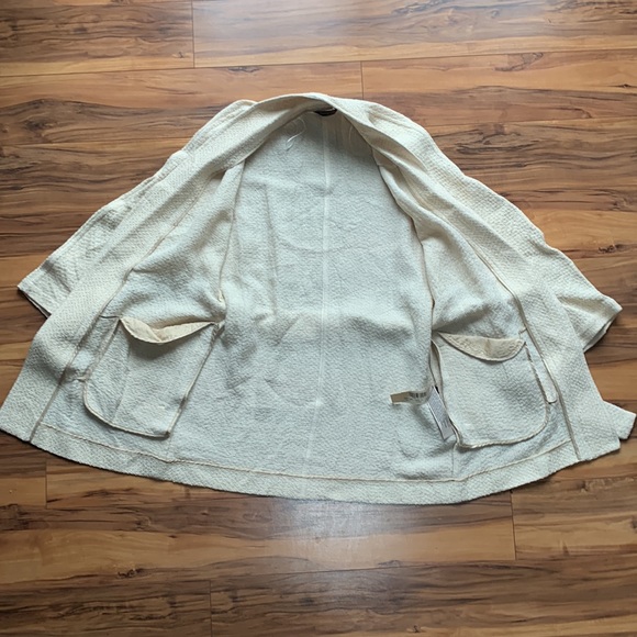 MASSIMO DUTTI Beige Open Front Belted 100% Linen Jacket - Picture 5 of 7